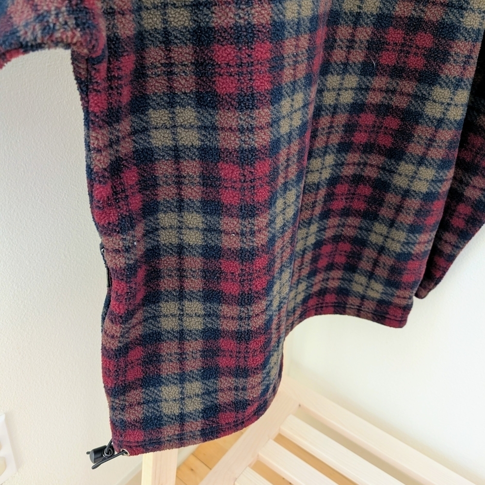 Vintage Eddie Bauer Plaid Collared Quarter-Zip Pullover Fleece Jacket In Red/Tan - Picture 7 of 8